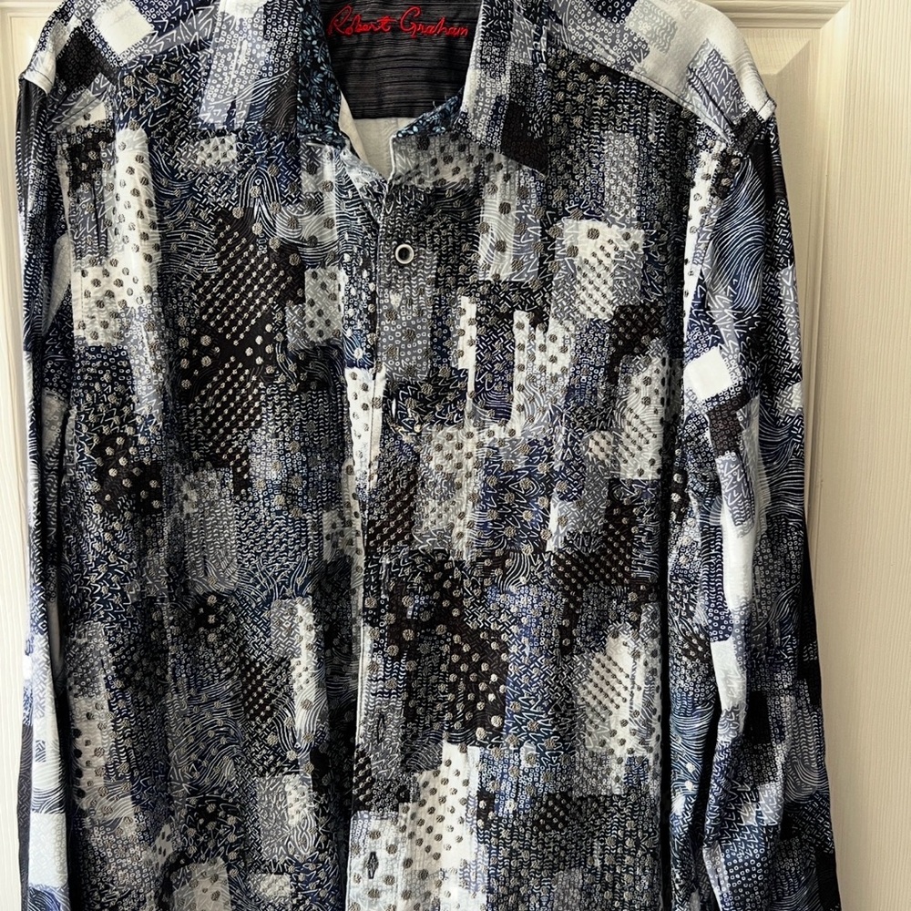 Robert Graham Black and White Striped Shirt